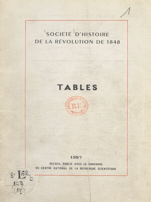 cover image of Tables analytiques des publications de la Société d'histoire de la Révolution de 1848